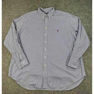 Polo Ralph Lauren Mens 3XLT Long Sleeve Button Up Shirt Blue Gingham Check EUC